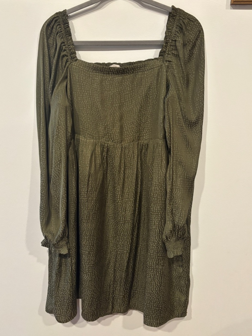 LOFT Olive Green Long Sleeve Square Neck Mini Dress - Women’s Large